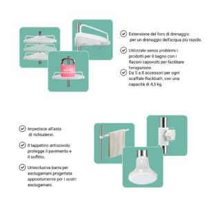 Alternative view of RACKBATH – mensola doccia che elimina il disordine e mantiene la tua doccia organizzata (senza forare, adatta a qualsiasi bagno)