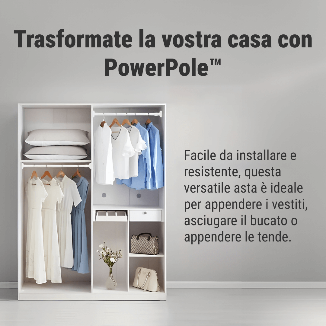 POWERPOLE – asta telescopica universale senza fori per appendere e organizzare (110–400 cm) - immagine 4