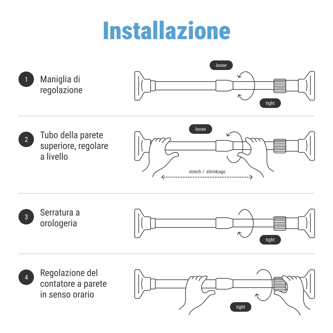 POWERPOLE – asta telescopica universale senza fori per appendere e organizzare (110–400 cm) - immagine 6