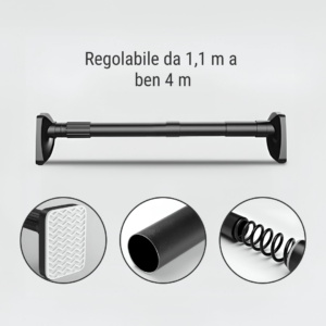 Alternative view of POWERPOLE – asta telescopica universale senza fori per appendere e organizzare (110–400 cm)