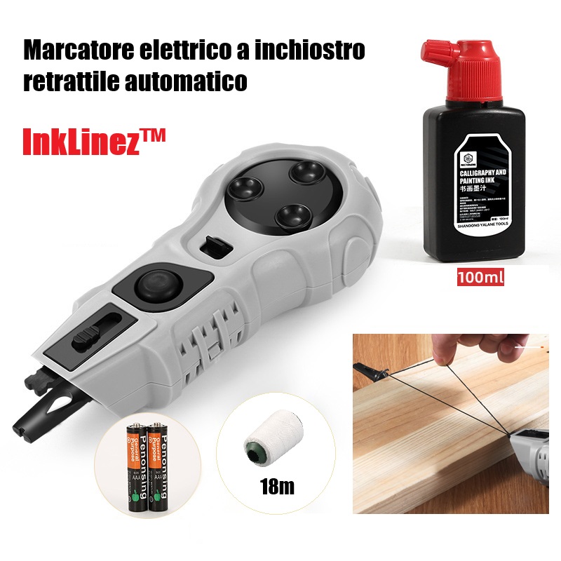 INKLINEZ™ MARCATORE ELETTRICO A INCHIOSTRO RETRATTILE + 100 ML DI INCHIOSTRO IN OMAGGIO + 2 BATTERIE AAA