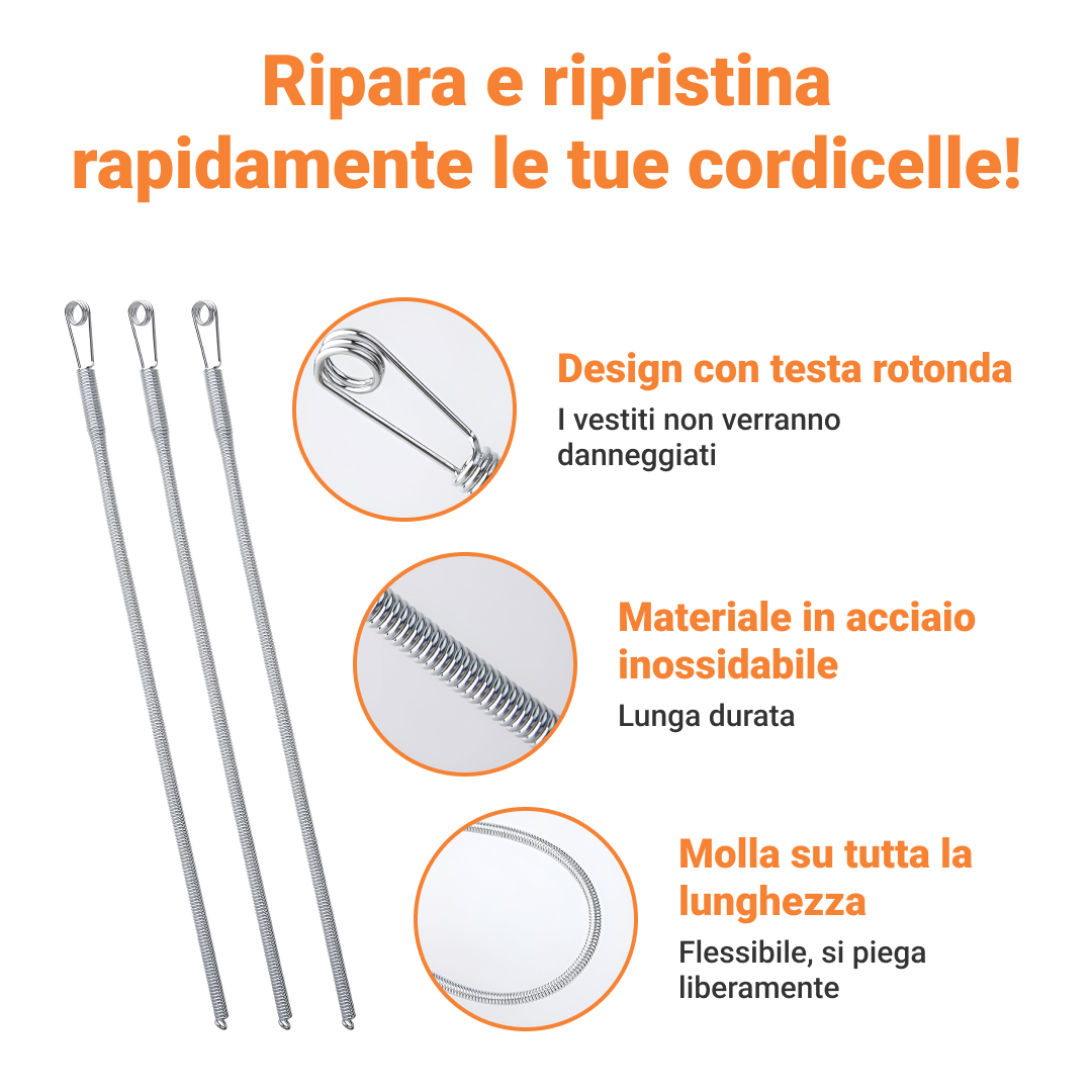 GARMENTFIX™ INFILACORDA FLESSIBILE IN ACCIAIO INOX - 3 PZ. - immagine 2