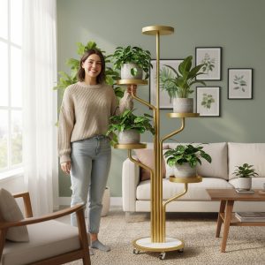 Alternative view of Floro™ - Elegante supporto per piante a 5 livelli con ruote