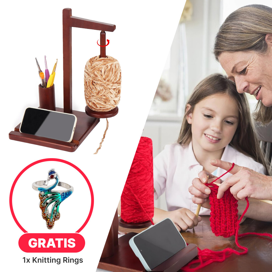 Domaro™ - Porta gomitolo in legno con supporto multifunzionale + GRATIS anello all'uncinetto